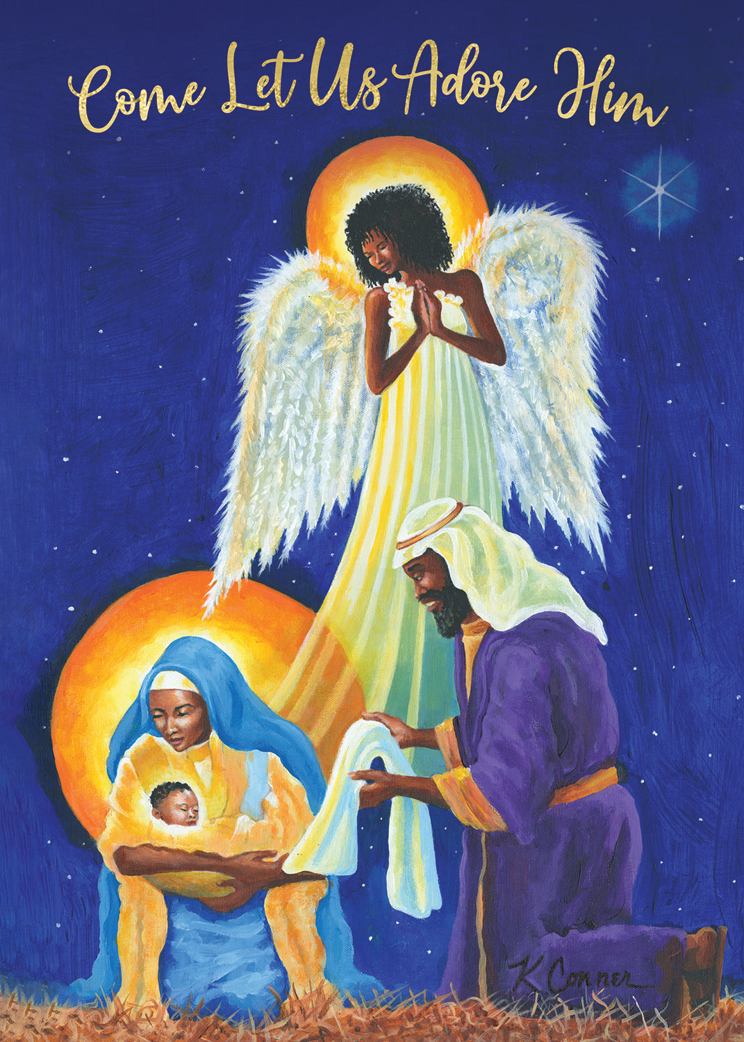 Angel Nativity Scene Weihnachtskarte