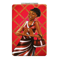 RED AND WHITE COMPACT POCKET MIRROR